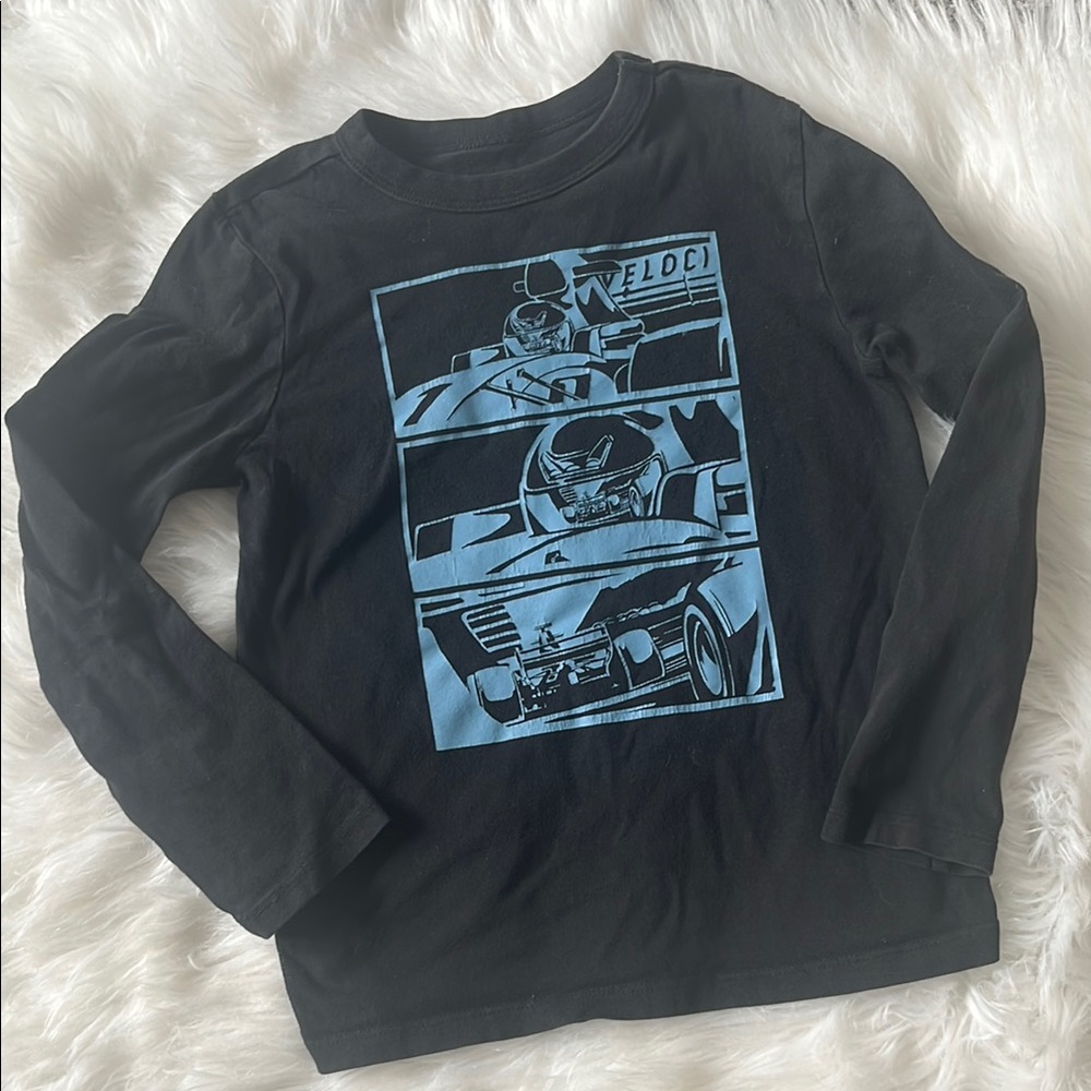 🍭 4/$20 Item - Black Kids Long Sleeve Shirt with Blue Graphic
